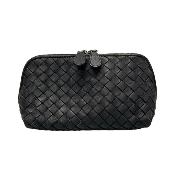 Auth BOTTEGA VENETA Intrecciato - Black Leather B********* Pouch - Picture 1 of 9